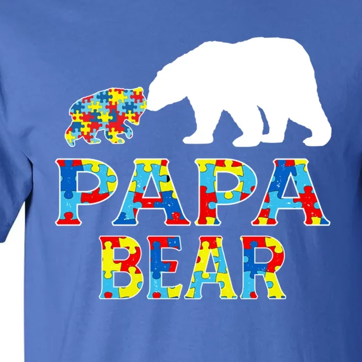 Autism Awareness Papa Bear Support Autistic Cute Gift Tall T-Shirt