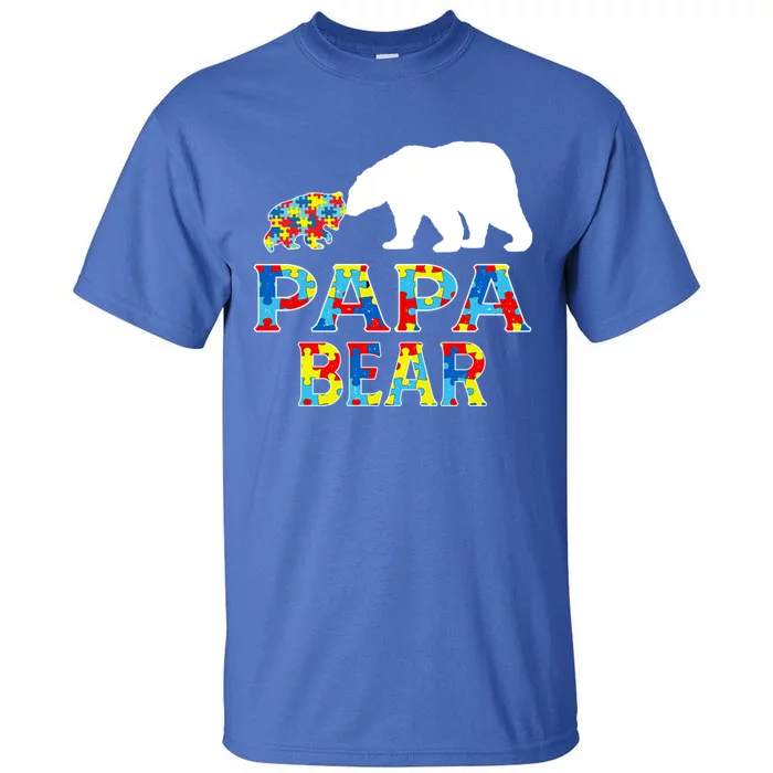 Autism Awareness Papa Bear Support Autistic Cute Gift Tall T-Shirt