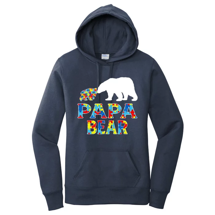 Autism Awareness Papa Bear Support Autistic Cute Gift Women's Pullover Hoodie