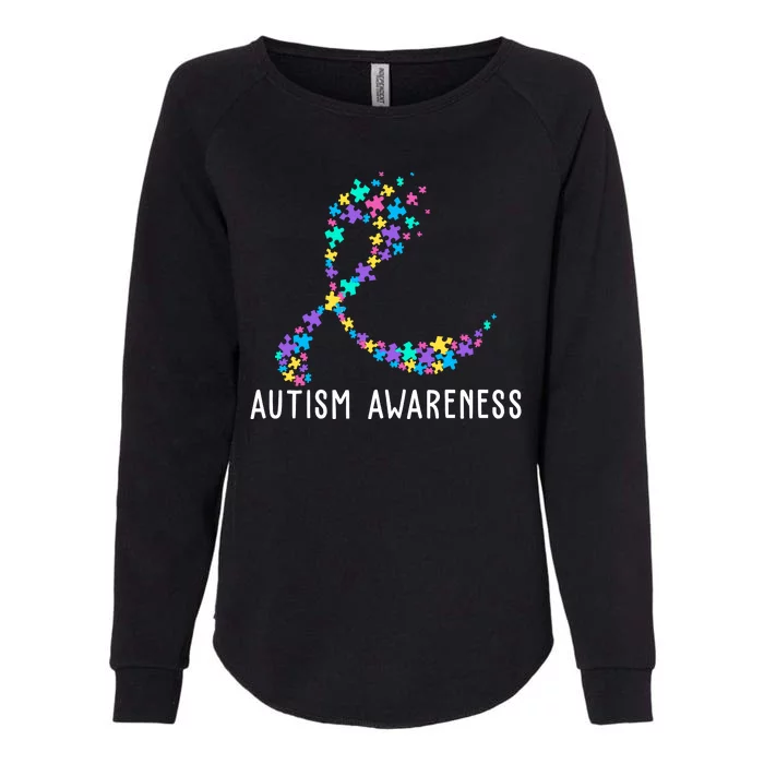 Autism Awareness Puzzle Ribbon Womens California Wash Sweatshirt