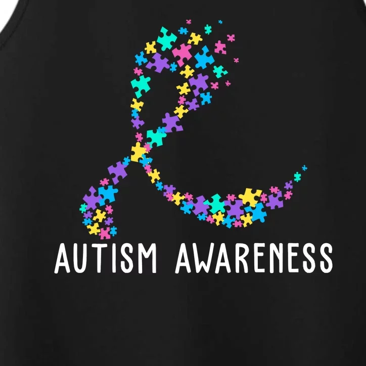 Autism Awareness Puzzle Ribbon Performance Tank