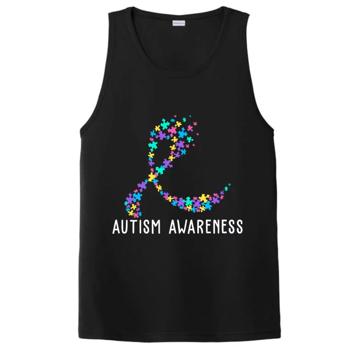 Autism Awareness Puzzle Ribbon Performance Tank