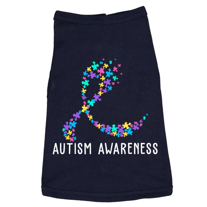 Autism Awareness Puzzle Ribbon Doggie Tank