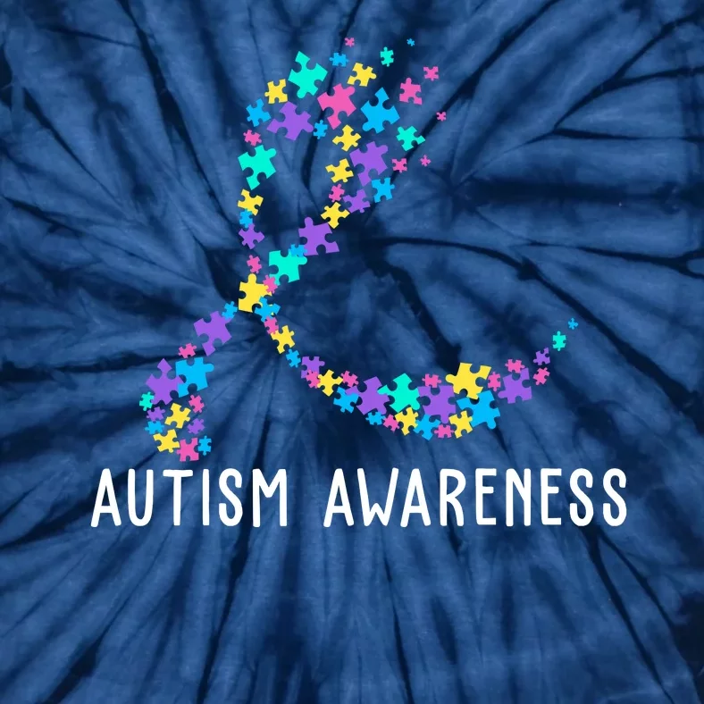 Autism Awareness Puzzle Ribbon Tie-Dye T-Shirt