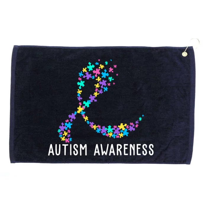 Autism Awareness Puzzle Ribbon Grommeted Golf Towel