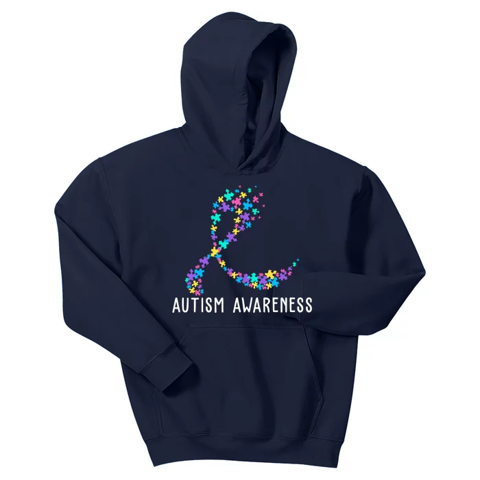 Autism Awareness Puzzle Ribbon Kids Hoodie