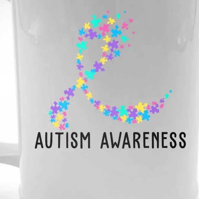 Autism Awareness Puzzle Ribbon Front & Back Beer Stein