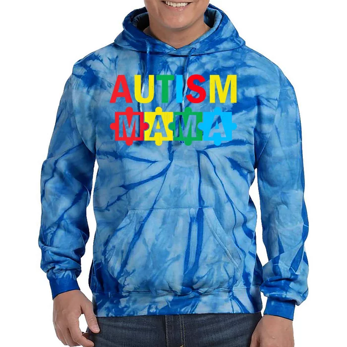 Autism Awareness Puzzle Ribbon Proud Autism Mama Funny Gift Tie Dye Hoodie