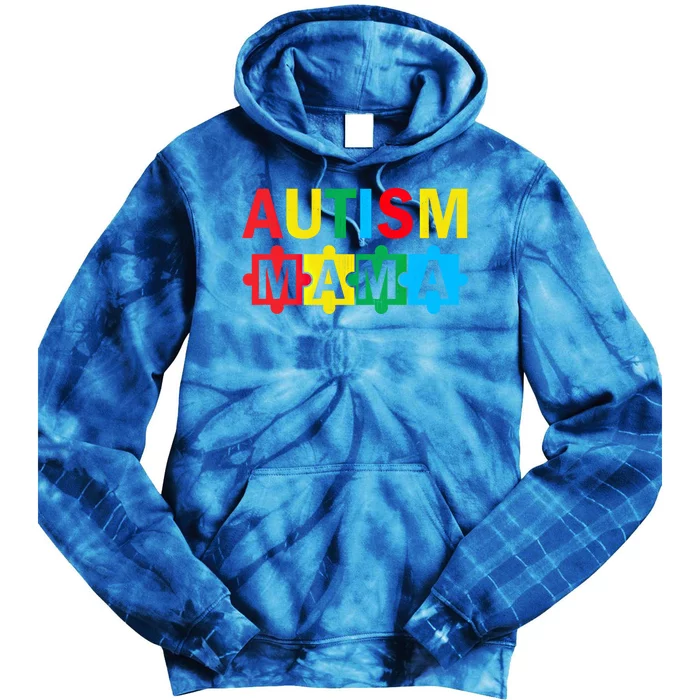 Autism Awareness Puzzle Ribbon Proud Autism Mama Funny Gift Tie Dye Hoodie