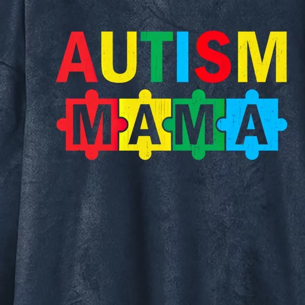 Autism Awareness Puzzle Ribbon Proud Autism Mama Funny Gift Hooded Wearable Blanket