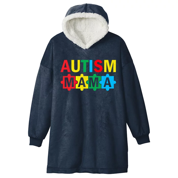 Autism Awareness Puzzle Ribbon Proud Autism Mama Funny Gift Hooded Wearable Blanket