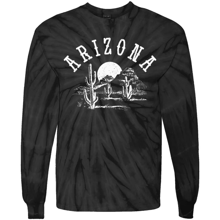 Arizona Az Pride Cactus Vintage Tie-Dye Long Sleeve Shirt