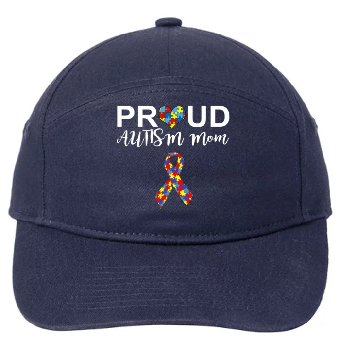 Autism Awareness Proud Autism Mom Support Autistic Gift 7-Panel Snapback Hat