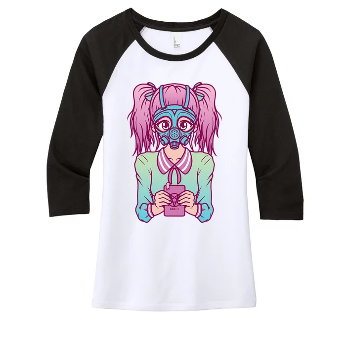 Anime Aesthetic Pastel Goth Conspiracy Sheep Girl Gifts Women's Tri-Blend 3/4-Sleeve Raglan Shirt