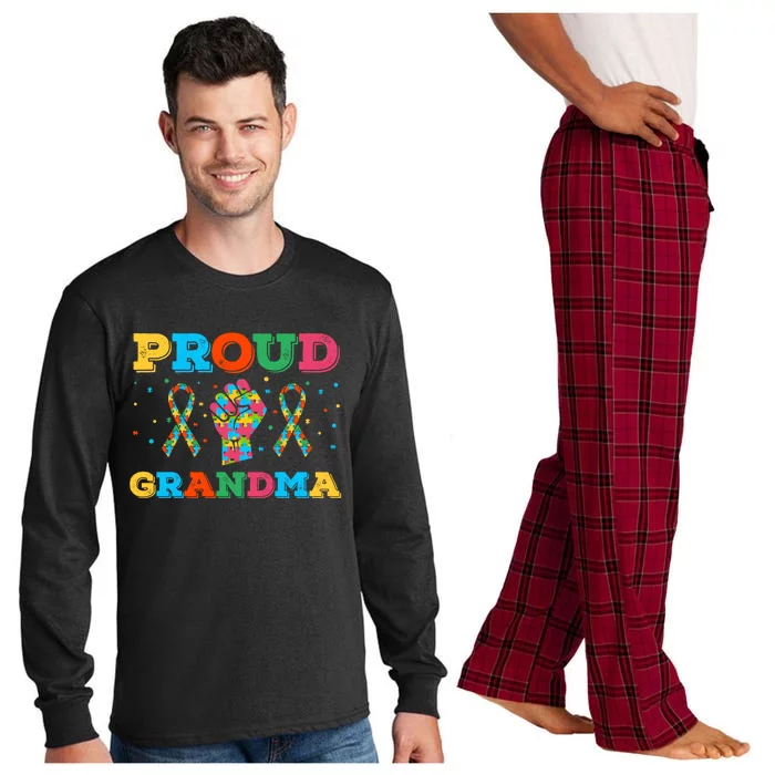 Autism Awareness Proud Grandma Gift Long Sleeve Pajama Set