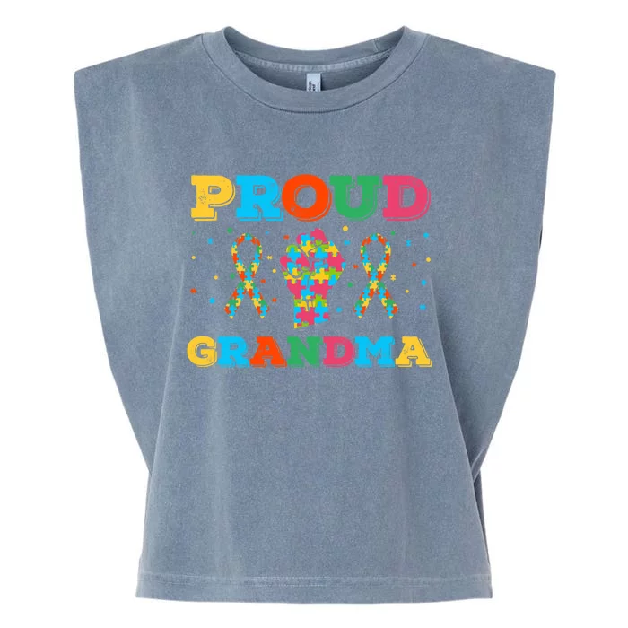 Autism Awareness Proud Grandma Gift Garment-Dyed Women's Muscle Tee