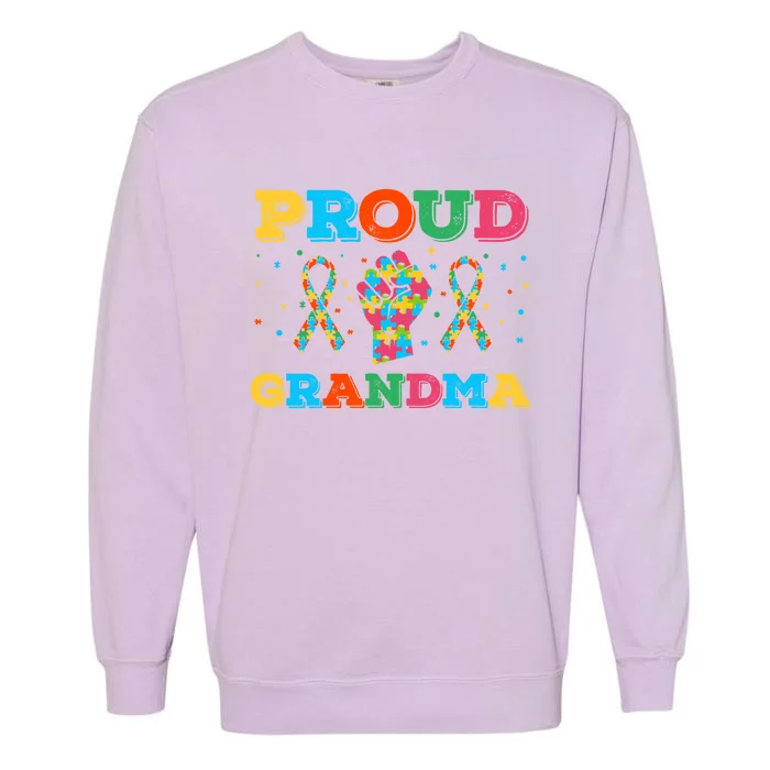 Autism Awareness Proud Grandma Gift Garment-Dyed Sweatshirt