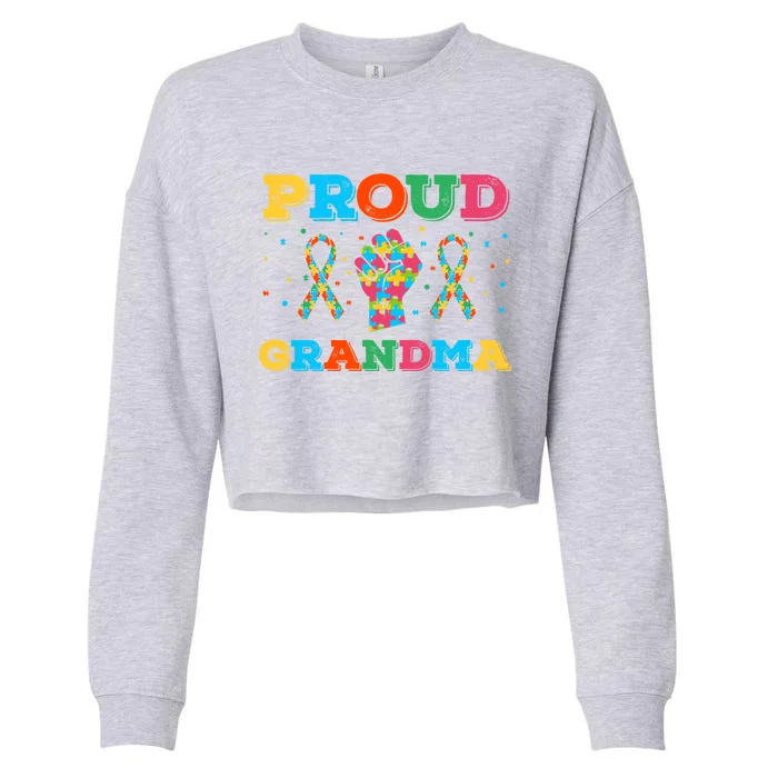 Autism Awareness Proud Grandma Gift Cropped Pullover Crew