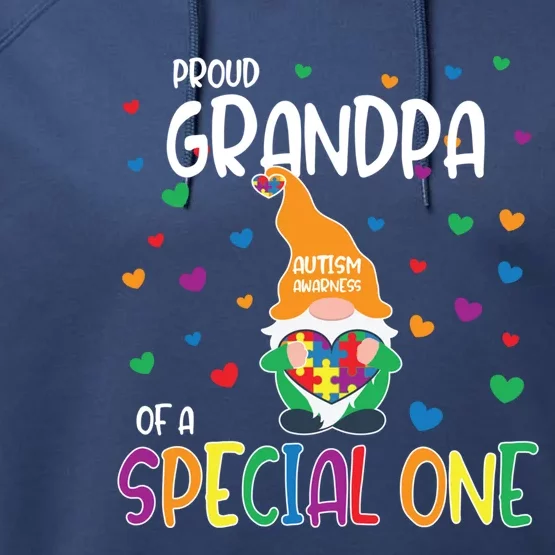 Autism Awareness Proud Grandpa Family Matching Gift Performance Fleece Hoodie