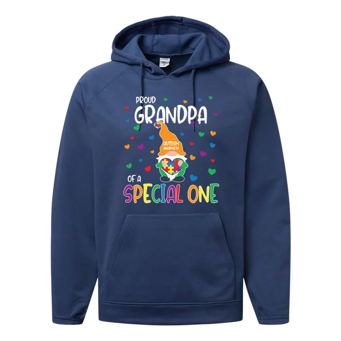 Autism Awareness Proud Grandpa Family Matching Gift Performance Fleece Hoodie