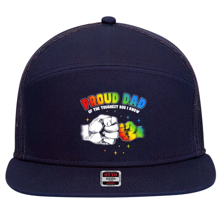 Autism Awareness Proud Dad Of The Toughest Boy Autism 7 Panel Mesh Trucker Snapback Hat