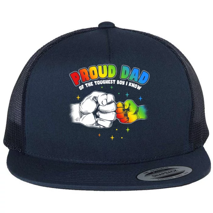 Autism Awareness Proud Dad Of The Toughest Boy Autism Flat Bill Trucker Hat