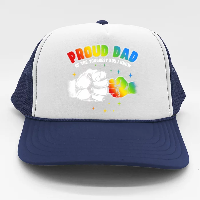 Autism Awareness Proud Dad Of The Toughest Boy Autism Trucker Hat