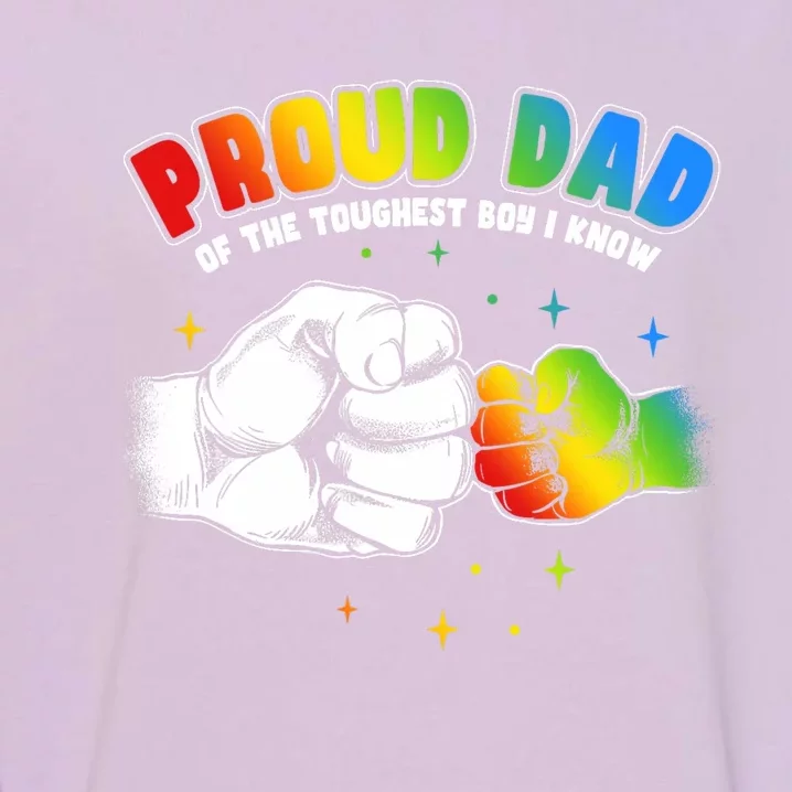 Autism Awareness Proud Dad Of The Toughest Boy Autism Garment-Dyed Sweatshirt