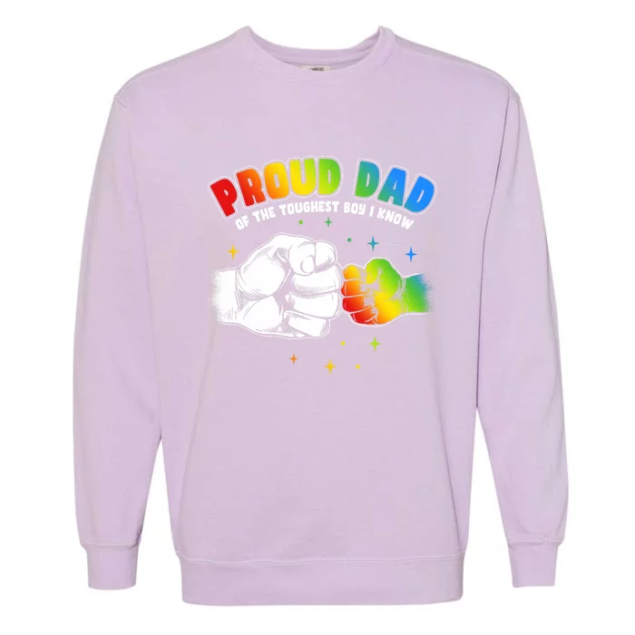 Autism Awareness Proud Dad Of The Toughest Boy Autism Garment-Dyed Sweatshirt