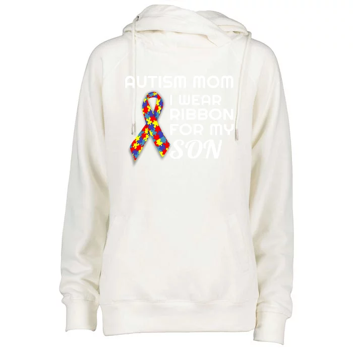 Autism Awareness Proud Mom Gift Proud Autism Mom Gift Womens Funnel Neck Pullover Hood