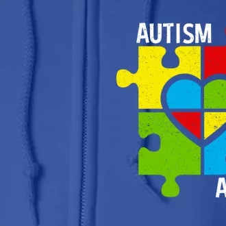 Autism Aunt Puzzle Pieces And Heart Great Gift Full Zip Hoodie