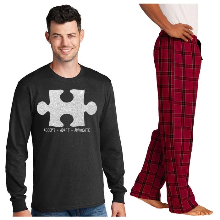 Autism Awareness Puzzle Accept Adapt Advocate Long Sleeve Pajama Set