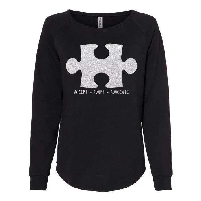 Autism Awareness Puzzle Accept Adapt Advocate Womens California Wash Sweatshirt