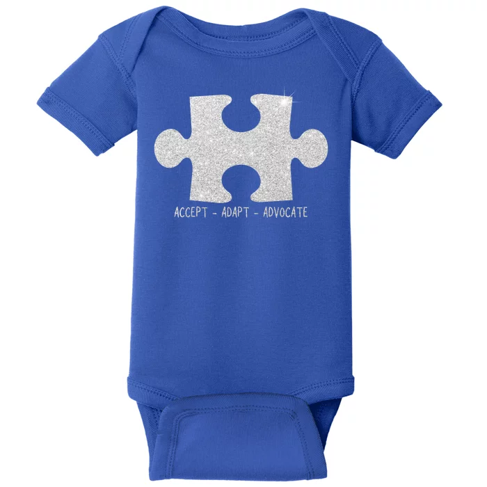 Autism Awareness Puzzle Accept Adapt Advocate Baby Bodysuit