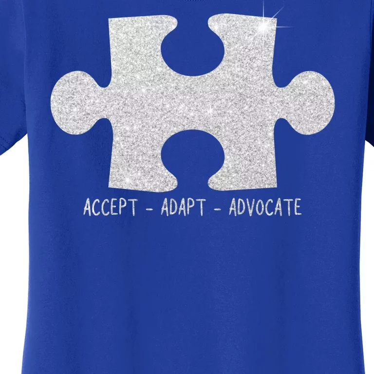 Autism Awareness Puzzle Accept Adapt Advocate Women's T-Shirt