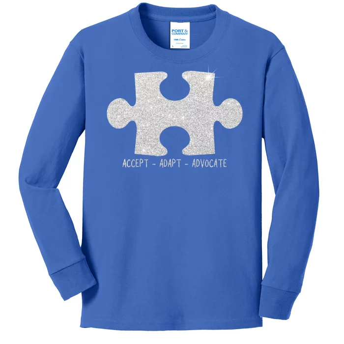 Autism Awareness Puzzle Accept Adapt Advocate Kids Long Sleeve Shirt