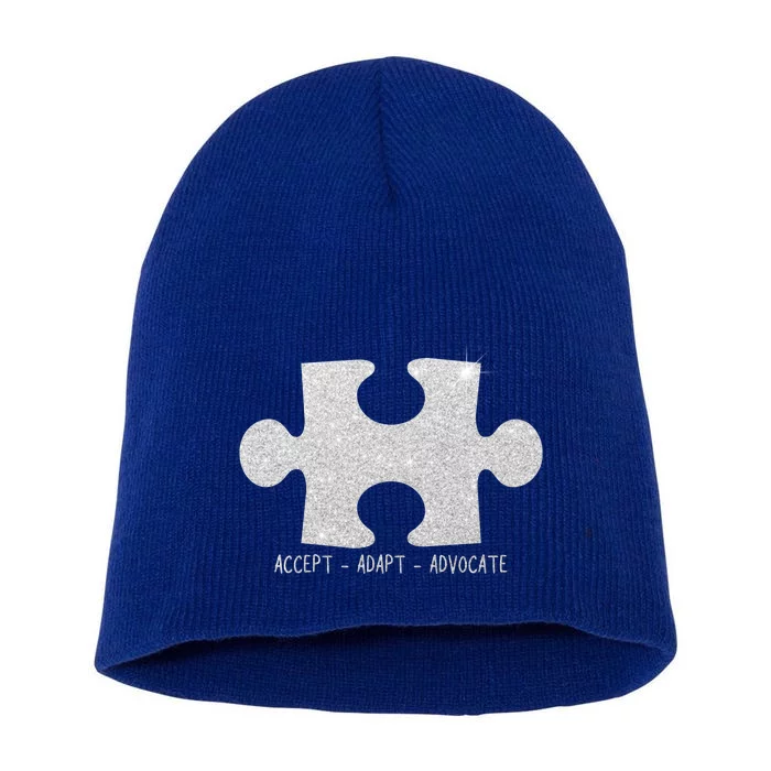 Autism Awareness Puzzle Accept Adapt Advocate Short Acrylic Beanie