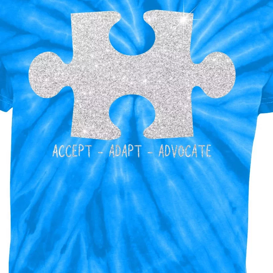 Autism Awareness Puzzle Accept Adapt Advocate Kids Tie-Dye T-Shirt