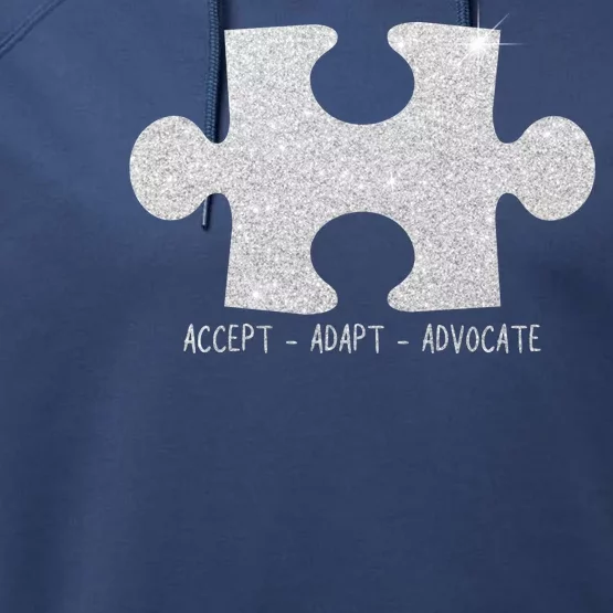 Autism Awareness Puzzle Accept Adapt Advocate Performance Fleece Hoodie