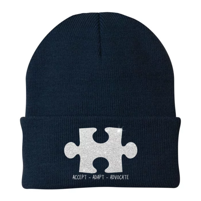 Autism Awareness Puzzle Accept Adapt Advocate Knit Cap Winter Beanie