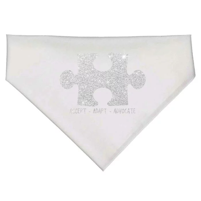 Autism Awareness Puzzle Accept Adapt Advocate USA-Made Doggie Bandana