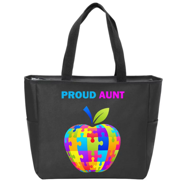 Autism Awareness Proud Aunt; Auntie; Zip Tote Bag