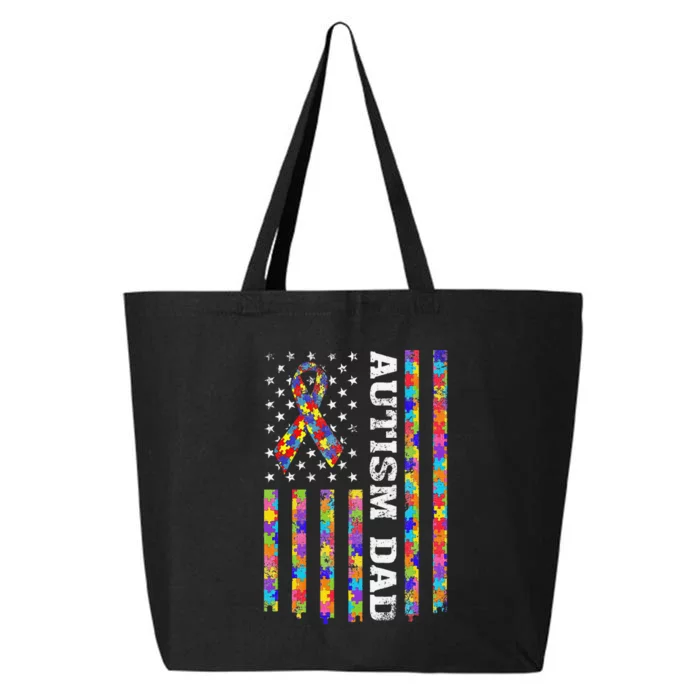 Autism Awareness Proud Autism Dad Vintage USA Flag Gift 25L Jumbo Tote