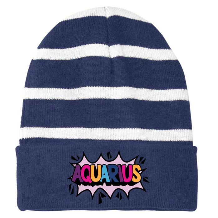 Aquarius Striped Beanie with Solid Band