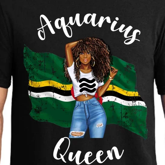 Afro Aquarius Queen From Dominica Zodiac Birthday Gift Pajama Set