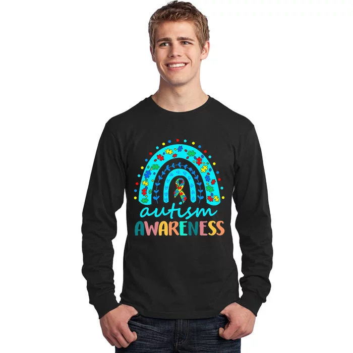 Autism Awareness Rainbow Puzzle Autism Awareness Month Tall Long Sleeve T-Shirt