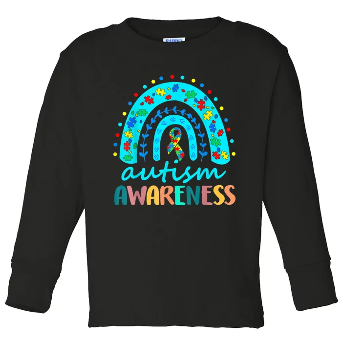 Autism Awareness Rainbow Puzzle Autism Awareness Month Toddler Long Sleeve Shirt