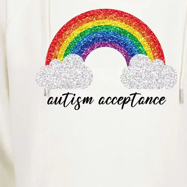 Autism Acceptance Rainbow Womens Funnel Neck Pullover Hood