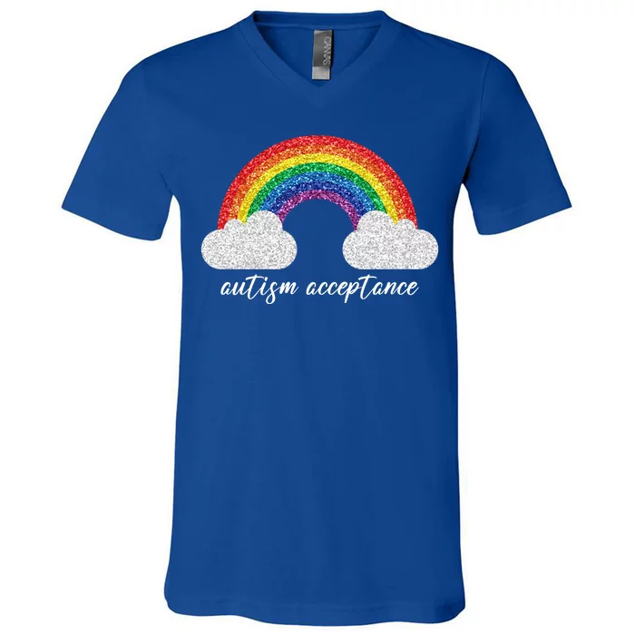 Autism Acceptance Rainbow V-Neck T-Shirt