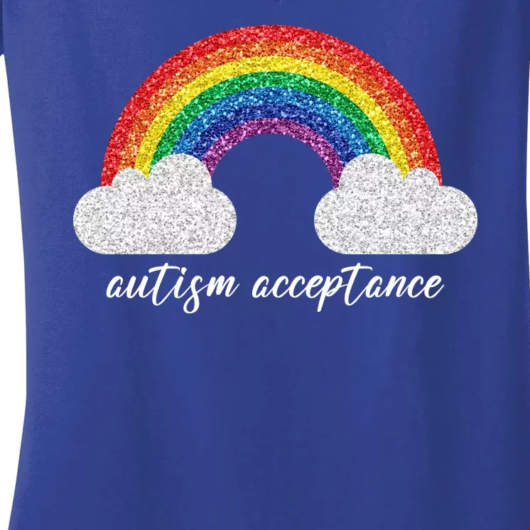 Autism Acceptance Rainbow Women's V-Neck T-Shirt